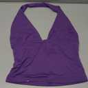 ForeFair Women Sexy Halter Deep V Neck Backless Crop Tank Top Open Back Sleeveless Slim Fit Y2k Summer Tops (Small, Dark Purple)