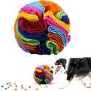 Pet Snuffle Ball, Puzzle Sniffing Interactive Dog Ball for Blind Dogs Training Stress Relief Dog Enrichment Toys Treat Machine Washable (20cm, Rainbow Color Upgrade)
