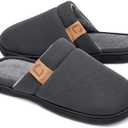 DL Men's Memory Foam Slippers Soft Men House Shoes Comfort Slip on Bed Slippers for Men with Anti-Skid Lightweight Sole Breathable Indoor and Outdoor, Dark Gray, Size9-10