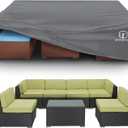 STARTWO Patio Furniture Covers Waterproof, Anti-UV Tear-Resistant 500D Heavy Duty 7-12 Seats Outdoor Furniture Cover for Sectional Sofa and Table Chairs, 110"x84"x28", Grey