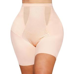 Falorda Mid-High Waist Shapewear Shorts Tummy Control Shorts Seamless Compression No Show Waist Trainer Thigh Slimmer, (Nude, XL)