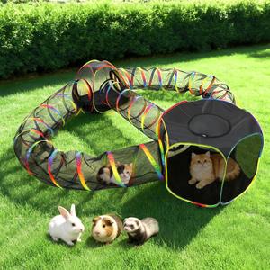 CypherX Outdoor Rainbow Cat Enclosure, 5 in 1 Portable Cat Tents for Outside Cage Free Outside Pet Enclosure Cat Tunnel Outdoor Playground for Indoor Cats and Small Animals