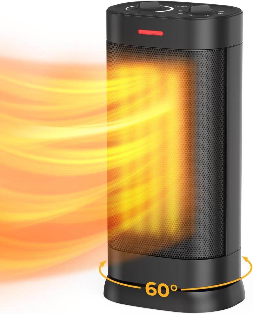 1500W Space Heater for Indoor Use, 2S Fast Heating PTC Ceramic Heater with Adjustable Thermostat, ECO Mode, 1-24H Timer, Safety Protection, 60 Oscillating, Portable Electric Heater for Office Home