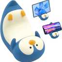 Cyrank Cell Phone Stand, Cute Animal Smartphone Stand Penguin Phone Holder Bracket Cute Home Office Decor Desktop Accessories Small Desk Phone Stand Mount for All Samrtphones Tablets, Blue Penguin