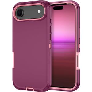 I-HONVA for iPhone Air Case/iPhone 17 Air Case Shockproof Dust/Drop Proof 3-Layer Full Body Protection [Without Screen Protector] Rugged Heavy Duty Cover for Apple iPhone Air 6.5" 2025,Purple/Pink