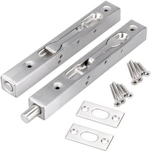 Sumnacon 2 Pcs Door Flush Bolts - 6 Inch Concealed Security Door Locks for French Doors,Composite,Wood,Double,Dummy Doors,Brush Stainless Steel Finish