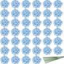 JPSOR 40pcs Artificial Hydrangea Silk Flower Heads with Stems, Fake Flowers for Wedding Centerpiece Home Garden Party Decoration (Blue)