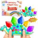 2PC Dinosaur Color Sorting Sensory Toys, Montessori Toys for Toddler Fine Motor Skill Game Learning Activities Quiet Calm Down Fidgets for Classroom Stocking Stuffers for 3 4 5 Year Old Boy Travel Toy
