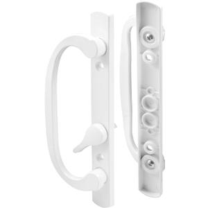 Prime-Line C 1280 Mortise Style Sliding Patio Door Handle Set - Replace Old or Damaged Door Handles Quickly and Easily  White Diecast, Non-Keyed, Fits 3-15/16 In. Hole Spacing (1 Set)