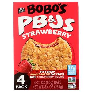 Bobos Oat Bars Bars PB&Js Strawberry 4Pk 8.4 OZ, 6 packs, BBD 1/1/26