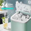 OLIXIS Countertop Ice Maker Machine with Handle, Auto-Cleaning Portable Ice Maker with Basket & Scoop, 26lbs in 24Hrs & 9 Cubes in 6 Mins, 2 Cube Sizes, for Home Party Camping RV, Green