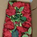 FOTEEWL 60 Pcs Artificial Rose Flower Realistic Faux Silk Roses Stem Fake Roses Bouquet for Flower Arrangement,Wedding Centerpieces,Party,Home Decorations (Burgundy)