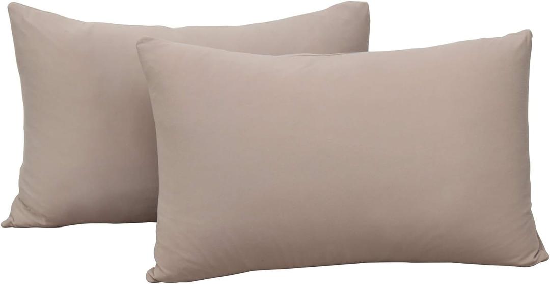 2-Pack Stretch Pillow Cases - Jersey Knit & Ultra Soft Envelope Closure Pillowcases T-Shirt Like Microfiber Blend - Suitable for Queen or Standard Size Set of 2, Taupe