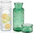 4 Pcs Bedside Water Carafe and Glass Set 21.6 OZ Glass Pitcher with 6 OZ Cup Drinking Cup as Lid for Nightstand, Kitchen Mouthwash Dispenser for Bathroom