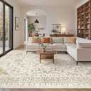 Area Rugs for Living Room - 9x12, Boho Non-Slip Low Pile Carpet Machine Washable Rugs for Bedroom Office, Dining Room (Beige)