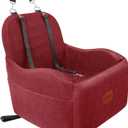 Dog Car Seat for Small/Medium Dogs,6in Elevated Cushion, Fits in Front/Back Seat, Fully Detachable and Washable, 2 Storage Pockets, Easy to Install (Red, Medium)