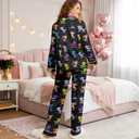 Unisex Ultra Soft Pajama Set, Valentines Pajamas, Soft Warm Matching Sleepwear Gift for Women Men (Black, L)