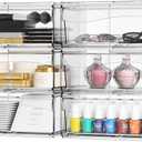 6 Pack Clear Stackable Storage Drawers, 12"W Large Bathroom Makeup Organizer and Pen, Sunglass, Medicine, Baby Bottle Organizer, Plastic Pull Out Storage Bins for Desk, Under Cabinets, Vanity Countertop