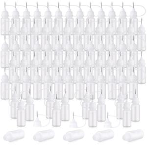 Zhehao 100 Pcs 10 ML Narrow Tip Applicator Bottle Mini Needle Tip Glue Bottle Applicator Precision Translucent Glue for Alcohol Ink DIY Quilling Acrylic Painting(White)