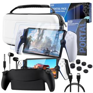 Accessories Bundle designed for playstation Portal Case and Screen Protector Headphones Grip Case charge cable thumb grip and more enabling enhanced remote game play White Gift box Edition