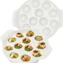 2pcs Ceramic Escargot Dish with 12 holes 9.2 Inch Snail White Ceramic Plates Diet Plate