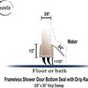 eatelle Shower Door Bottom Seal with Drip Rail for 3/8" (10mm) Thick Glass, 36" Long Sweep - Ultra Clear Polycarbonate