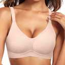 Vertvie Womens Seamless Bra No Underwire Comfort Push Up Bras Buttery Soft Wireless Bralette Full Coverage Sport Everyday Bra (Large, Jacquard Nude)