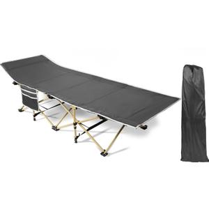 Wenqik 1 Pack 450lbs Max Load Camping Cot for Adults with Carry Bag Portable Folding Outdoor Sleeping Cot Heavy Duty Bed for Traveling Camp Military Office Nap Beach Home Lounging(Gray)