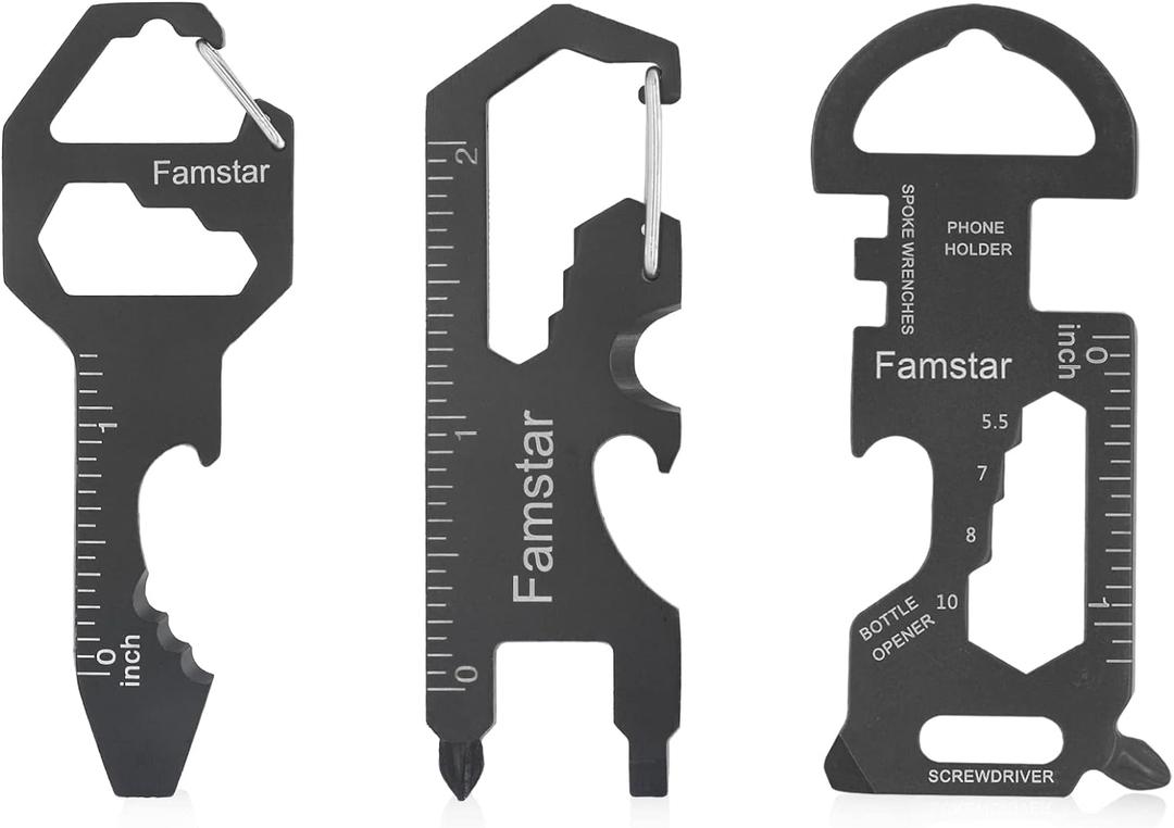 6 x Keychain Multi-tool 3Pack Metal Pocket Tool Portable No rust Wrench for Screw,ruler and bottle opener,19 in 1 Total Routine maintenance.