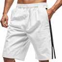 TRFIC Mens Casual Summer Beach Shorts Mens Gym Shorts Side Zipper Elastic Waist Drawstring Shorts with Pockets, L
