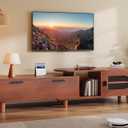 YITAHOME Mid Century Modern TV Stands with 2 Drawers, Adjustable to Corner TV Cabinet, Extendable Entertainment Center, TV Consoles for Living Room, Retractable to 64 Inches (Red Brown Walnut)