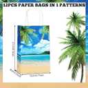 2 x Chunnin 12 PCS Summer Beach Theme Paper Bags Hawaiian Beach Ocean Gift Bags Supplies Summer Tropical Party Bag Ocean Party Gift Bag for Kids Birthday Baby Shower Hawaiian Luau Theme Favors