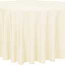 sancua Round Tablecloth - 108 Inch - Water Resistant Spill Proof Washable Polyester Table Cloth Decorative Fabric Table Cover for Dining Tables, Buffet Parties and Camping, Beige