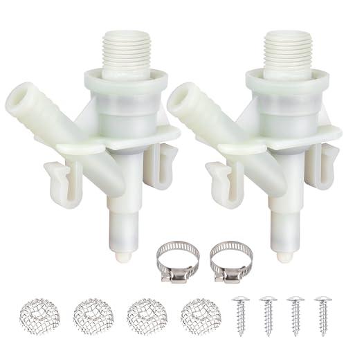 385311641 RV Toilet Water Valve Kit Replacement for Dometic and Sealand 300, 301, 310, 311, 320, 321 Series Pedal-Flush Toilets Camper Trailer RV Toilet, Includes Hose Clamp and Fasteners (2-Pack)