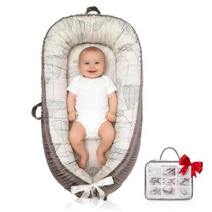Organic Cotton Baby Lounger  Reversible, Portable, Soft & Breathable with Washable Cover | Perfect for Awake-Time Use Only - Little Leaves
