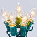 100FT C7 Christmas String Lights Outdoor UL Listed Vintage Christmas Lights Hanging for Christmas Tree Garden Patio Backyard Cafe Party Room Xmas Decoration, Green Wire, 100 Bulbs, Not Connectable