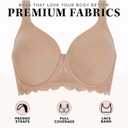 LEADING LADY, Chloe, Underwire, Lightly Padded T-Shirt Bra, Side and Back Smoothing, Adjustable Straps, Lace Band, Beige, Fits 50A