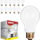 Satco S3950 A19 Incandescent Bulb, 25W, 130V, Frosted Finish, 180 Lumens, Medium E26 Base, Dimmable, 2700K Warm White, 2,500 Hour Lifespan (12 Bulbs)