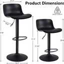 Kidol & Shellder Bar Stools Set of 2 Black Adjustable Swivel Counter Height Stools, Modern PU Leather Upholstered with Backs Barstools for Kitchen Island