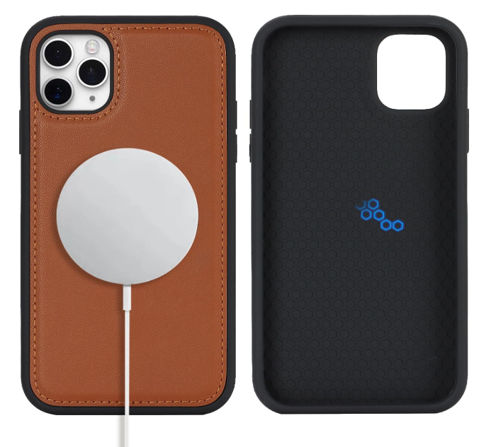 for Magsafe Magnetic case for iPhone 13 Pro Leather case magsafe Compatible Wireless Charging-Brown