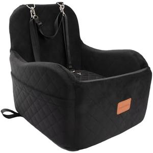 Lealchum Dog Booster Car Seat for Small/Medium Dogs Up to 35lbs,Elevated Cushion Fits in Front/Back Seat,Fully Detachable and Washable,2 Storage Pockets & Dog Leashes,Easy to Install(Black,Medium)