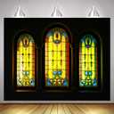 Vinyl 10x10ft Stained Glass Window Backdrop Colorful Window Glass Cathedral Photography Background Christian Religious Belief Church Event Decor Photo Booth Studio Props BJDJEM0159