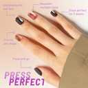2 x Elegant Amber & Black Gel Press On Nails - Medium Square Press On Nails for Office - 24 Pcs, 12 Sizes - Fake Nails - No Glue Needed - Glossy & Durable - Lasting Up to 2 Weeks