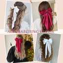 2 x Big Silky Satin Hair Bows 2pcs 3pcs 6pcs Pack for Women Hair Ribbons Oversized Long Tail White Black Pink Multicolor Large Hair Barrettes Metal Clips Bowknot Aesthetic Accessories DX Grandway