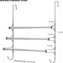 CANYAVE Over The Door Towel Rack, Extendable Triple Towel Storage Holder with Hooks, 24.02 Inches Towel Bar Hanger Towel Racks for Bathroom (Silver)