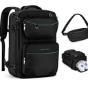 Maelstrom Travel Backpack for Men Women, 35L Carry on Backpack for Traveling on Airplane,with Belt Bag&Shoe Compartment,Waterproof Laptop Backpack fit 17”Laptop-Classic Black, Large