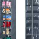 Coastal Rose 8 Tier Clear PVC Hanging Organizer With Zipper, Sweater Storage Shelves With Cover, Shoe Organizer for Closet, Grey