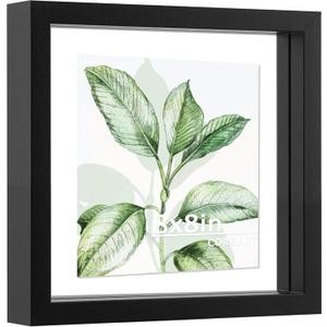 CORE ART 8x8 Floating Picture Frame,Double Plexiglass Floating Frame for 6x6, 4x4 Pictures,Wall or Tabletop Display, Black