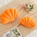 Shell Pillow, Shell Shaped Decorative Throw Pillows with Velet for Couch Bed, Cute Seashell Beachy Room Decor Aesthetic Throw Pillows for Bedroom Living Room (13 Inches, Orange)