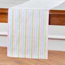Solino Home Linen Table Runner 48 Inches - 100% Pure Linen Multicolor Palm Beach Stripe Farmhouse Table Runner 14 x 48 Inch Ideal for Dresser and Coffee Tables, Spring, Easter